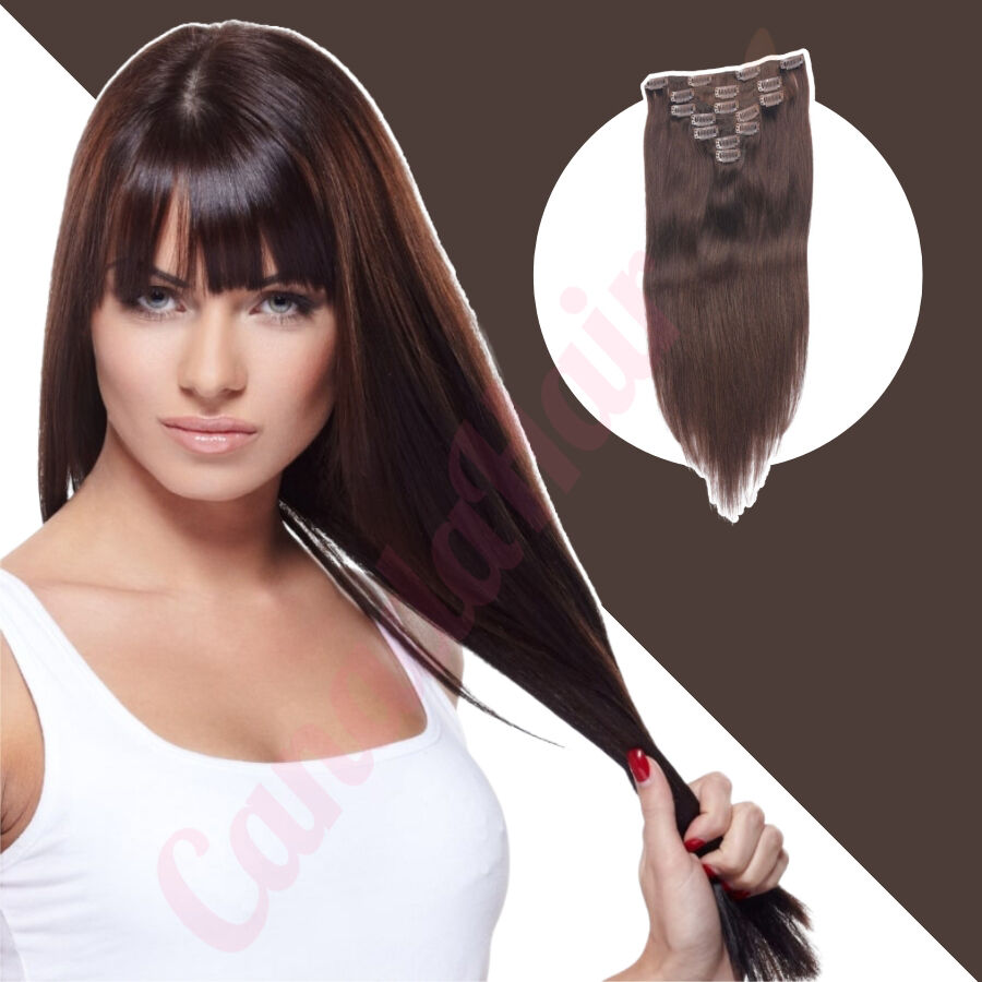 Dark Brown 2 CLIP IN hair extensions synthetic hair